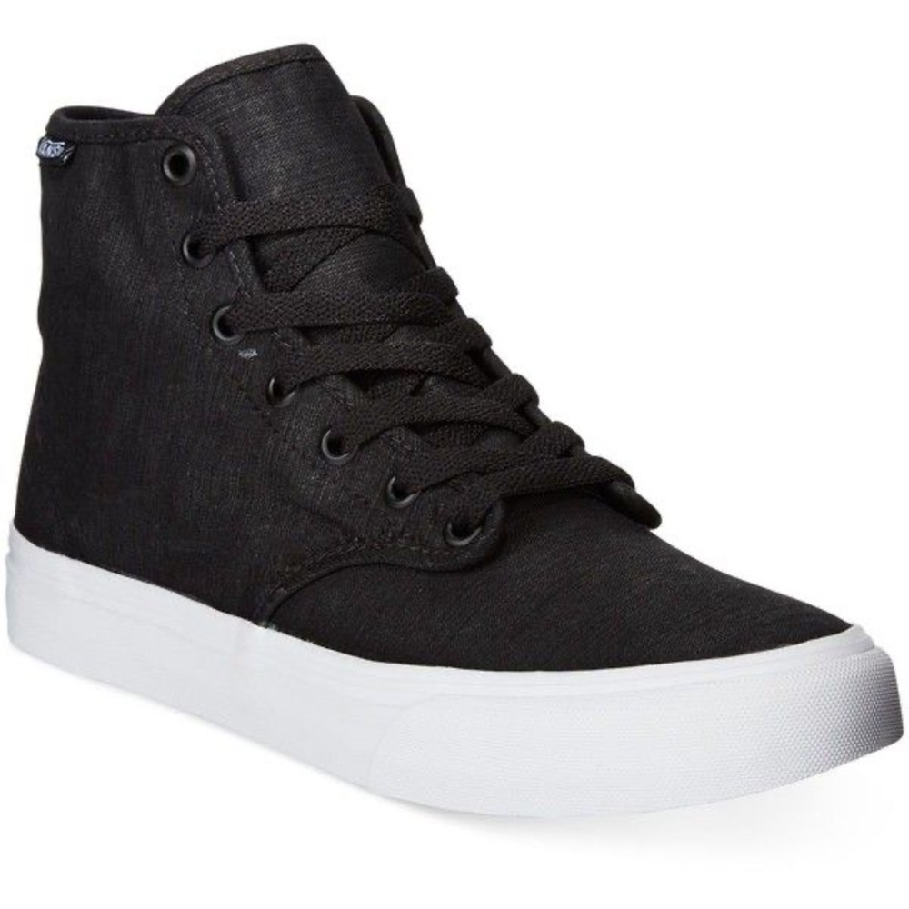 Vans Womanโs Camden Charcoal (Black Wash) High-Top Sneakers